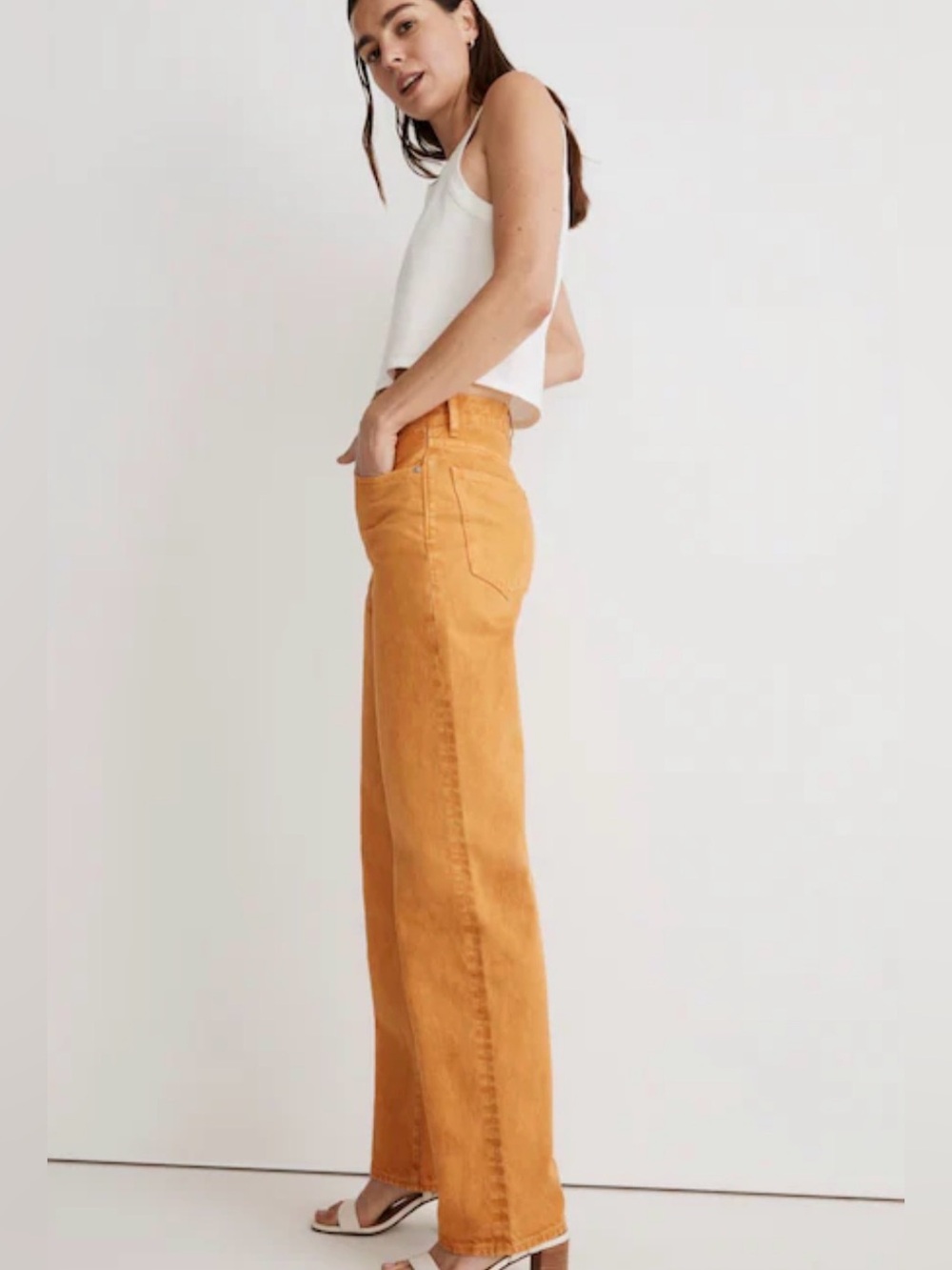 Madewell Baggy Straight-Leg Jeans Garment Dyed Orange size 27 EUC - Picture 2 of 7